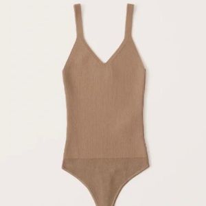 NWT Abercrombie & Fitch Beige Ribbed Knit Bodysuit Tank Top